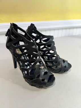 Simply Vera Vera Wang Black Cutout Cage High Heel Sandals